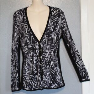 Nic + Zoe Button Up V Neck Cardigan Sweater Small